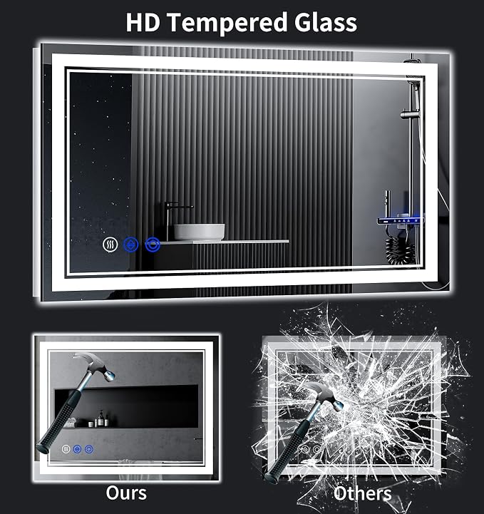 55"x30" LED Bathroom Mirror with Lights,Anti-Fog,3 Color Modes