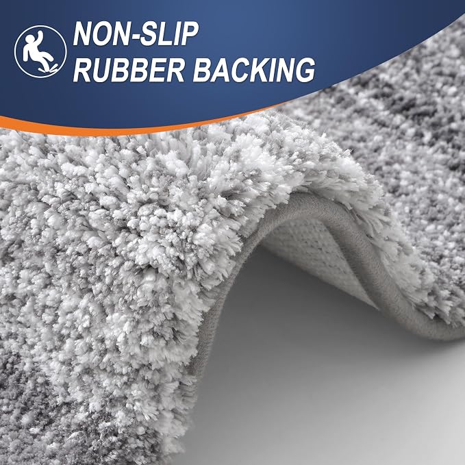 OLANLY Microfiber Bathroom Rugs Sets 3 Piece, 30"x20"+30"x20"+24"x16" | Grey, Soft Absorbent Bath Rug Set, Plush Shaggy Bath Mat Set for Bathroom