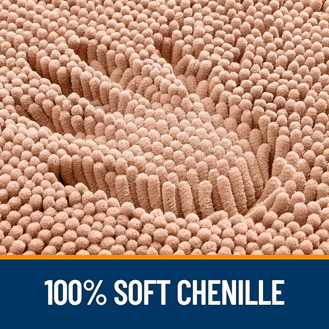 OLANLY Large Bathroom Rugs 50x30, Extra Soft Absorbent Chenille Bath Rugs | Peach, Quick-Drying Rubber Backing, Machine Washable Bath Mat for Bathroom Floor, Tub and Shower, Home Decor Accessories