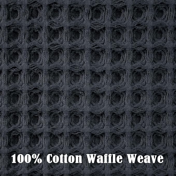 Jacquotha Waffle Hand Towels for Bathroom 5-Piece (Charcoal Blue) | Cotton Quick Dry Lint Free Face Towels 13” x 29”