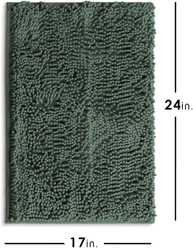 Hearth & Harbor Bathroom Rugs, Chenille Bath Mat - Machine Washable Bath Mats for Bathroom Non-Slip Backing Rubber, Quick Dry Bathroom Mat
