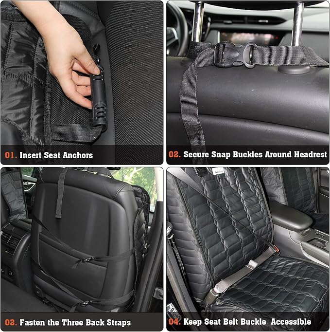 Reliadura Front Seat Covers for Dogs, Waterproof Leather Dog Car Seat Cover, Full Coverage Nonslip Scratchproof Pet Car Seat Protector, Fits Cars, Small Trucks, SUVs Bucket Seat Cover