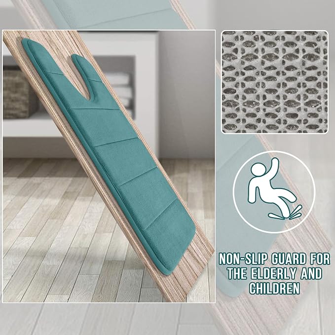 Yimobra Memory Foam Toilet Bath Mat U-Shaped, Soft and Comfortable, Water Absorption, Non-Slip, Thick, Machine Wash, Easier to Dry for Bathroom Commode Contour Rug, 24 X 20 Inch, Teal