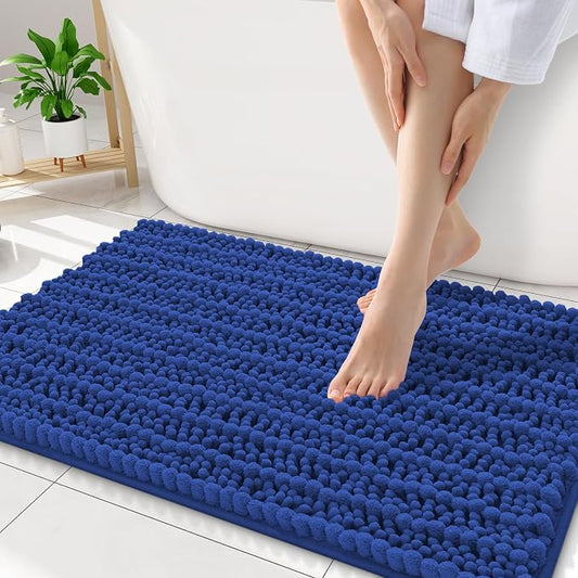 Smiry Bathroom Rugs 34X21, Extra Soft Rubber Backing Chenille Bath Mats | Royal Blue Machine Washable Non Slip Quick Dry Bath Mats for Bathroom Floor, Tub, Shower, Home Decor Accessories