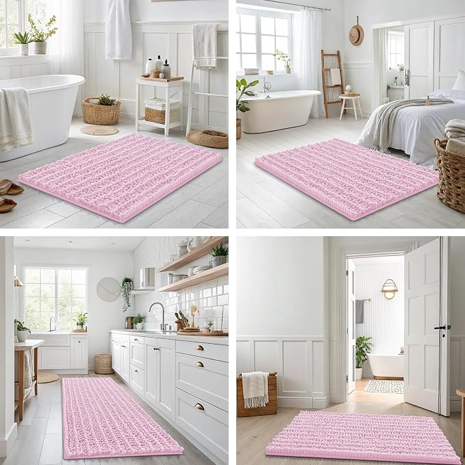 Smiry Bathroom Rugs 30X20, Extra Soft Rubber Backing Chenille Bath Mats