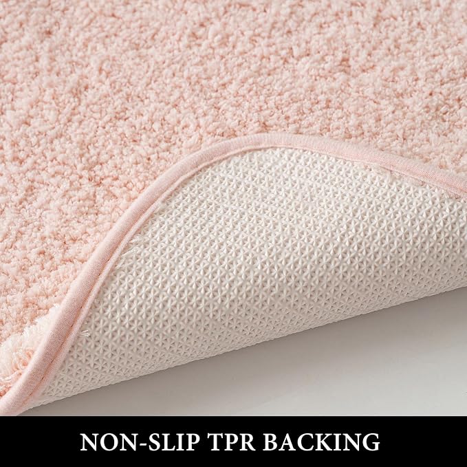 MIULEE Blush Bathroom Rugs Set 2 Piece Small Soft Bath Mats 16x24 Inch | Soft Absorbent Microfiber Bath Rugs, Non Slip, Quick Dry, Fluffy Bath Rugs for Bathroom Floor Tub Showers, Machine Washable