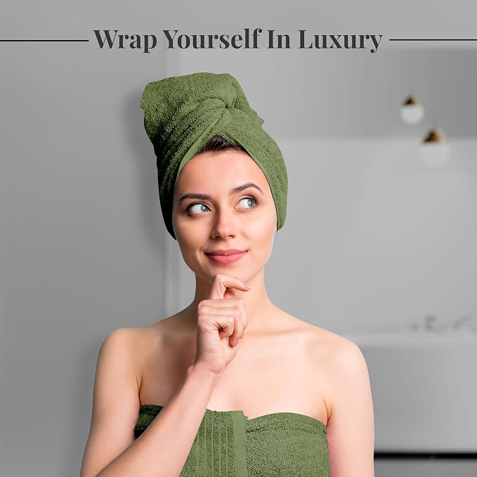 4 Piece Extra Large Bath Towels 30 x 60 Inches, Green | 100% Cotton, Larger & Lighter Weight, Quicker to Dry, Super Soft and Absorbent, Perfect for Bathroom
