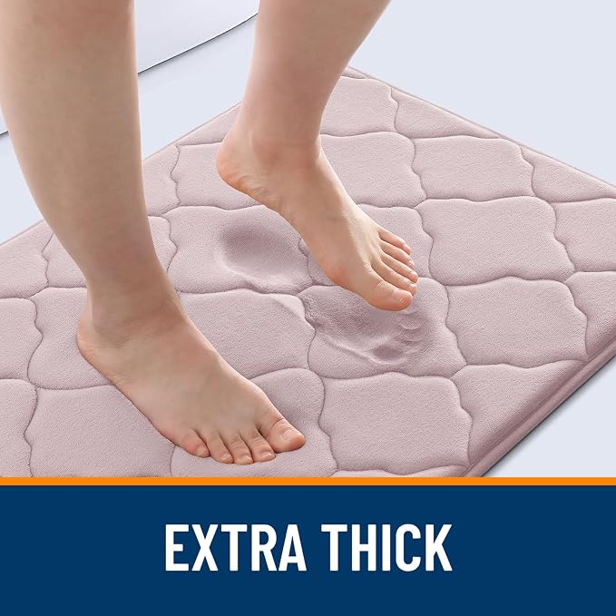 OLANLY Memory Foam Bath Mat Rug 44x24, Ultra Soft Bathroom Rugs, Dusty Rose | Thick Absorbent Carpet, Non-Slip Backing, Machine Washable, for Bathroom Floor, Tub, Shower and Home Decor Accessories