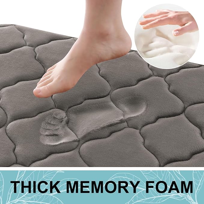 OLANLY Memory Foam Bath Mat Rug 24x16, Ultra Soft Bathroom Rugs, Taupe | Thick Absorbent Carpet, Non-Slip Backing, Machine Washable, for Bathroom Floor, Tub, Shower and Home Decor Accessories