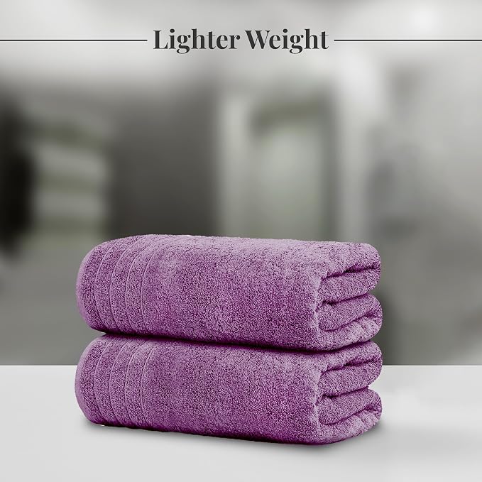 8 Piece Towel Set, 2 XL Bath, 2 Hand, 4 Washcloth, Purple | 100% Cotton, Lighter Weight, Quicker to Dry, Super Absorbent, Perfect for Bathroom
