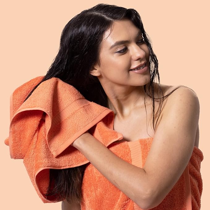 Chakir Turkish Linens 100% Cotton Personalized 3-Piece Set, Coral | Personalized 100% cotton 3-pc set, OEKO-TEX certified: bath 27x54, hand 16x30, wash 13x13