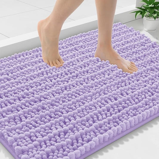 Smiry Bathroom Rugs 36X24, Extra Soft Rubber Backing Chenille Bath Mats | Purple Machine Washable Non Slip Quick Dry Bath Mats for Bathroom Floor, Tub, Shower, Home Decor Accessories