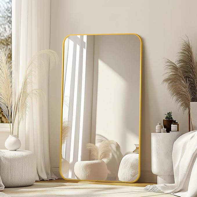 Delma Bathroom Vanity Mirror, Gold Framed Mirror for Over Sink, 50x30 | HD glass, distortion-free for makeup and grooming, Sturdy frame, all mounting hardware, hangs horizontal or vertical