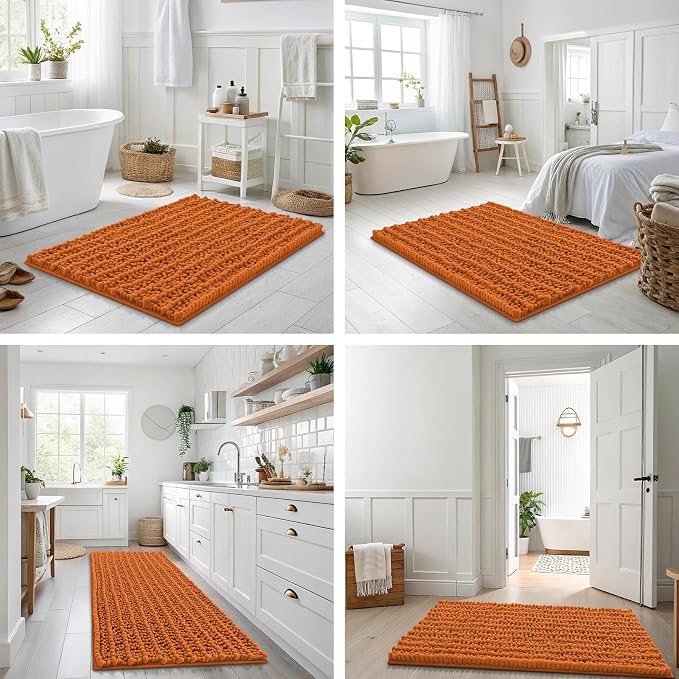 Smiry Bathroom Rugs 36X24, Extra Soft Rubber Backing Chenille Bath Mats | Clay Machine Washable Non Slip Quick Dry Bath Mats for Bathroom Floor, Tub, Shower, Home Decor Accessories