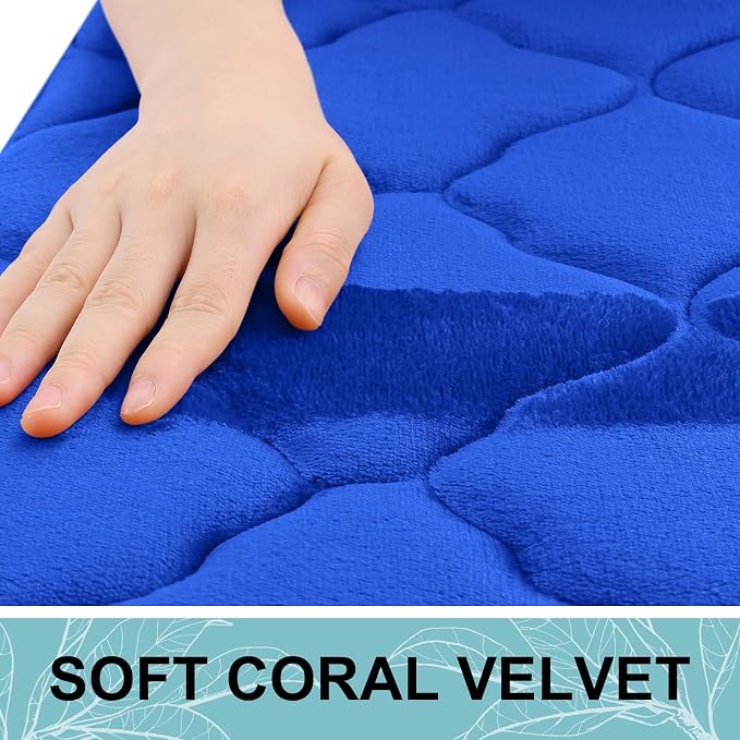 OLANLY Memory Foam Bath Mat Rug 59x34, Ultra Soft Bathroom Rugs, Royal Blue | Thick Absorbent Carpet, Non-Slip Backing, Machine Washable, for Bathroom Floor, Tub, Shower and Home Decor Accessories