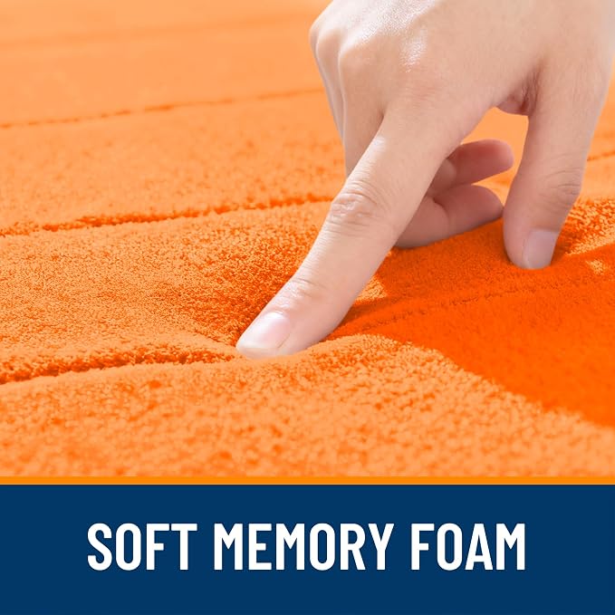 OLANLY Memory Foam Bath Mat 35x24, Super Soft and Absorbent Bathroom Rugs | Orange, Quick Dry Bath Rug, Machine Washable Shower Floor Mats, Bathmat Carpet for Bathroom Floor, Tub and Shower