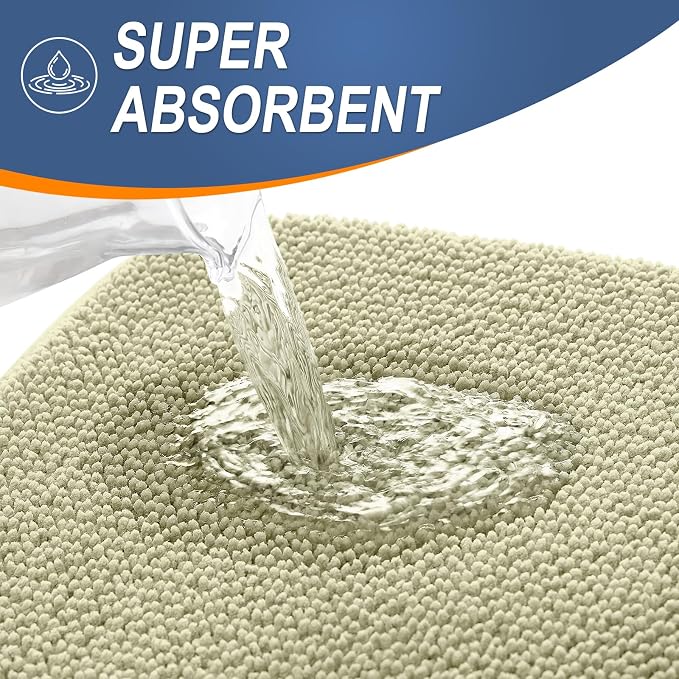 OLANLY Memory Foam Small Bathroom Rugs 24x16, Absorbent Bath Mat, Vanilla | Soft Quick Dry Bath Rugs, Non-Slip Carpet, Machine Washable Mat for Bathroom Floor, Tub and Shower, Home Decor Accessories