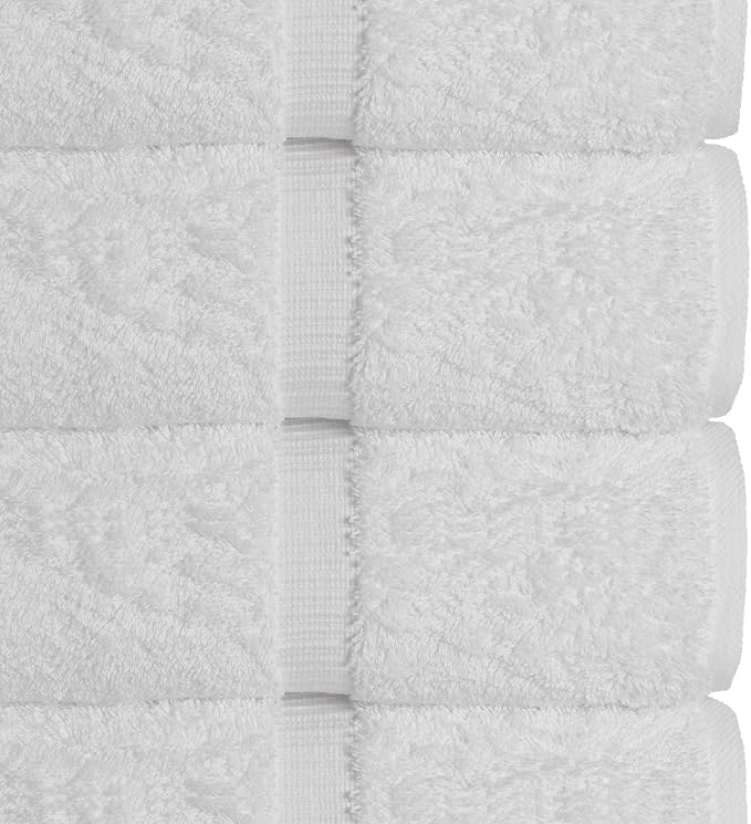 Chakir Turkish Linens 100% Cotton 4-Pack Bath Towels 30x60, White | 100% cotton bath towels, 30x60 extra large, OEKO-TEX certified, soft plush and absorbent