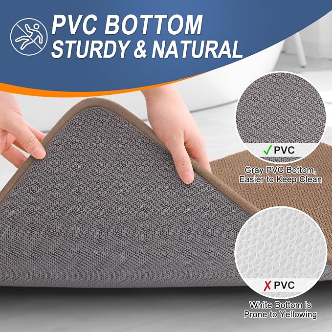 OLANLY Memory Foam Bathroom Runner Rugs 40x24, Absorbent Long Mat, Mocha | Soft Quick Dry Bath Rugs, Non-Slip Carpet, Machine Washable Mat for Bathroom Floor, Tub and Shower, Home Decor Accessories