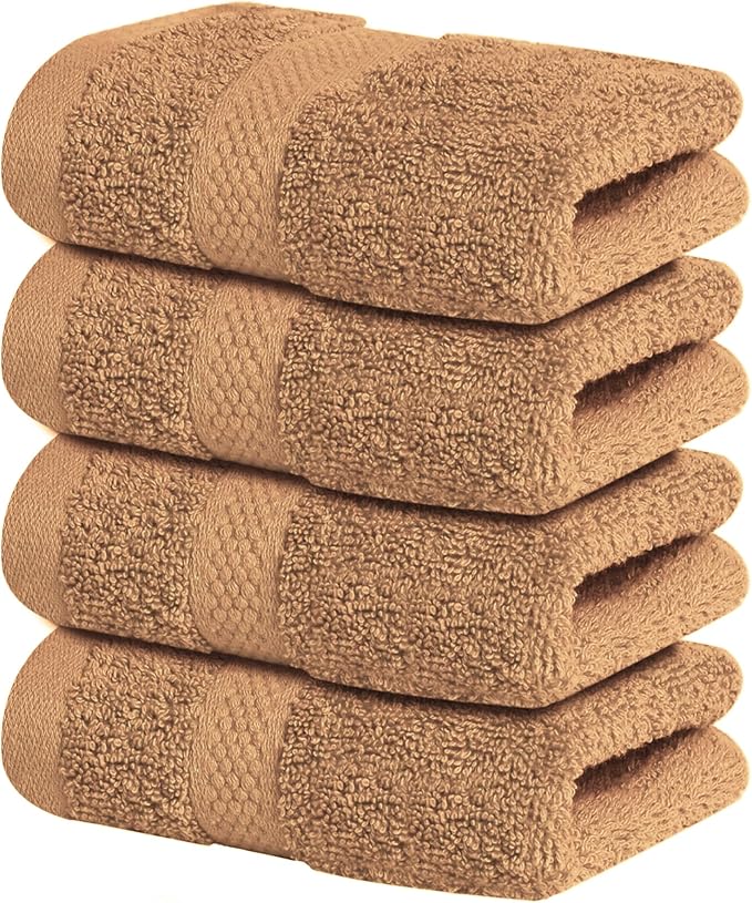 Infinitee Xclusives 100% Cotton Luxury Wash Cloths for Showering - 4 Pack | Washcloths [13x13] - Soft and Absorbent Face Towels for Bathroom Wash Clothes - Gym, Spa & Hotel Use