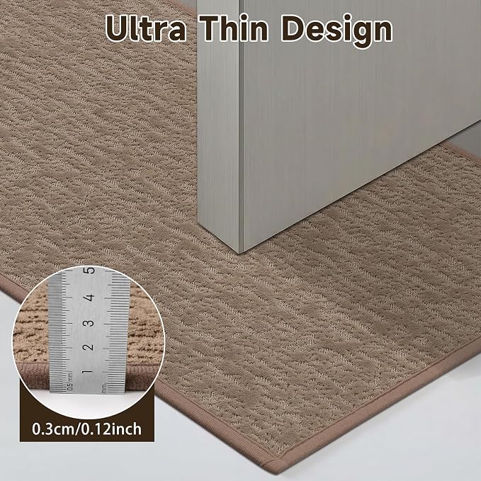 Pauwer Bathroom Rugs Sets 3 Piece, Ultra Thin Bath Mat Set, Brown | Non Slip Washable, Quick Dry, Super Absorbent, U-shaped Contour Toilet Rug, Low Pile, For Floor Sink Shower Room