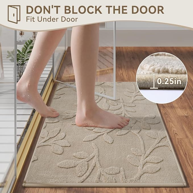 Bathroom Rugs Thin Non Slip Bath Mat for Bathroom Browm 24"x36" | Quick Dry Absorbent Washable Rubber Backing Bath Rug Shower Mat Bathroom Floor Mat For Sink Bathtub Beside Shower Entrance