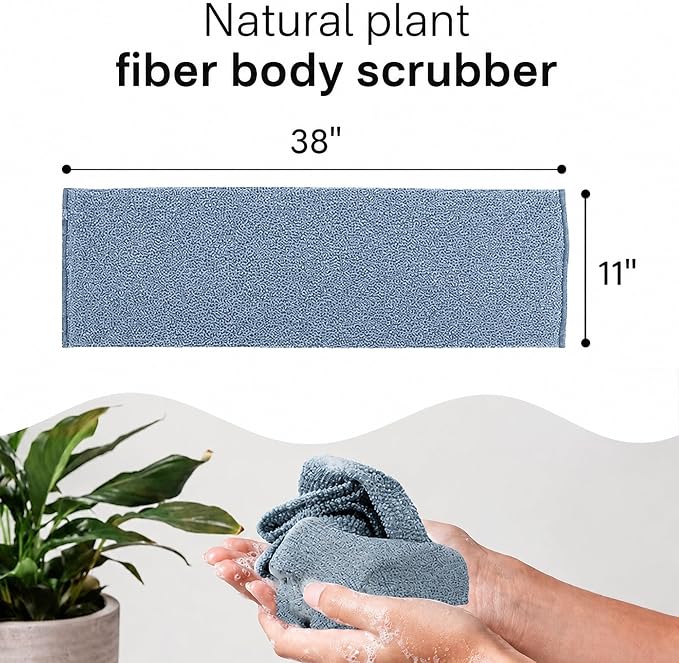 Exfoliating Washcloth Towel- Exfoliating Body Scrubber Exfoliator, Back Scrubber for Shower Bath, Exfoliate Rags Wash Cloths, Loofah Lufa Sponge, Silver Grey + Black + Deep Indigo