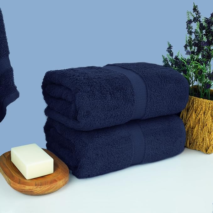 Chakir Turkish Linens, 100% Cotton Premium Quality Turkish Bath Sheets (35''x70'' Large Bath Sheet Towels - Navy) | 100% cotton bath sheets, 35x70 oversized, OEKO-TEX certified, soft plush and absorbent