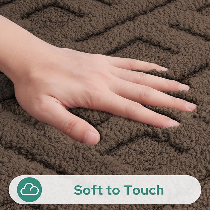 HOMEIDEAS Brown Bathroom Rug Set 2 Piece, 20"x32"+16"x24" | Soft Microfiber Tufted Bath Mats, Super Absorbent, Non Slip, Machine Washable for Everyday Use