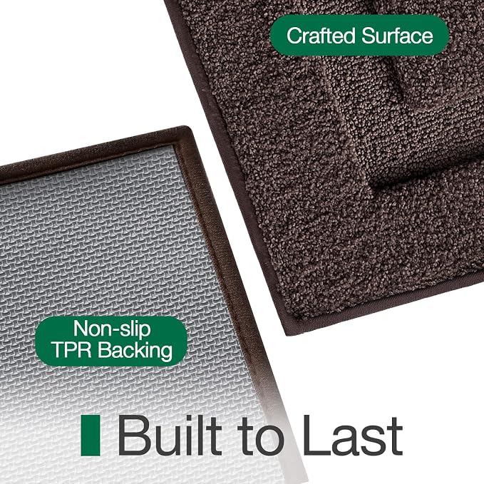 LUMI Large Bathroom Rugs Soft Absorbent, Non Slip Bath Mat 24x43, Brown | Machine Washable with Rubber Backing, Quick Dry, Premium Microfiber Plush Carpet for Bathtub and Shower Floor