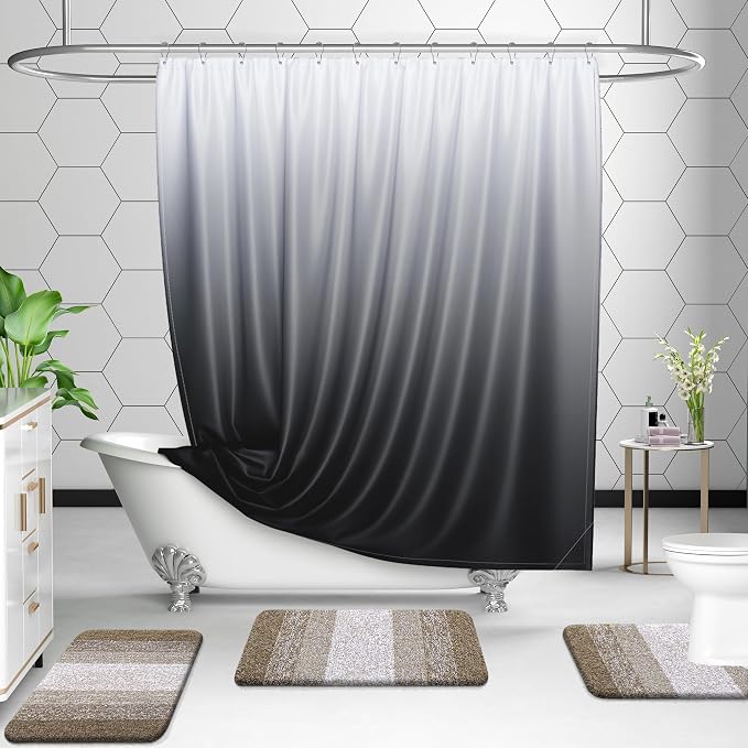 OLANLY Micorfiber Bathroom Rug Set 2 Piece, 47"x20"+24"x16" | Coffe, Soft Absorbent Bath Rug Set, Non-Slip, Machine Wash Dry, Plush Shaggy Bath Mats for Bathroom