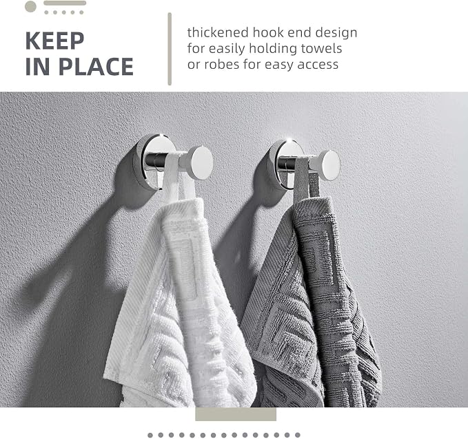 Angle Simple Bathroom Towel Hooks, SUS 304 Stainless Steel Coat Wall Hooks, Polished Chrome, 2 Pack