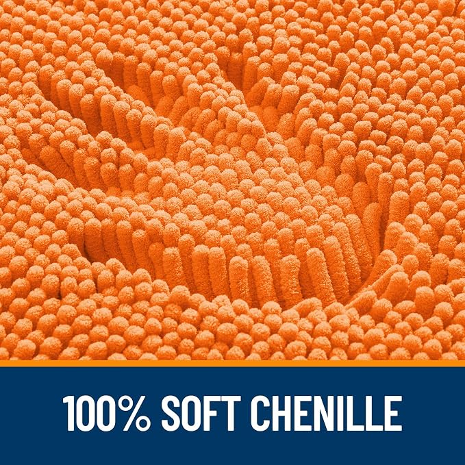OLANLY Small Bathroom Rugs 24x16, Extra Soft Absorbent Chenille Bath Rugs | Orange, Quick-Drying Rubber Backing, Machine Washable Bath Mat for Bathroom Floor, Tub and Shower, Home Decor Accessories
