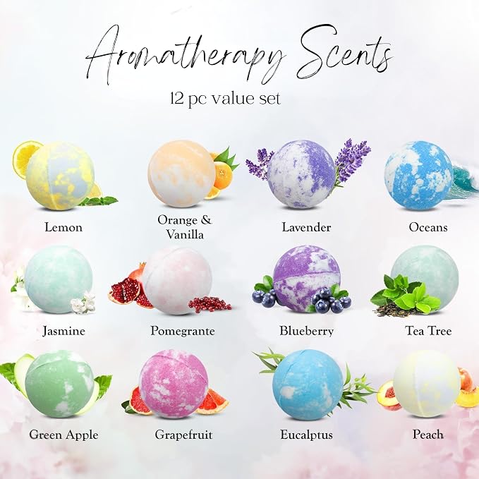 EvolutionUSA 12 Mother’s Day Bath Bombs for Women – Beautiful Bath Bombs for Mom, Thoughtful Mother’s Gift of Luxury & Relaxation, Gorgeous Bath Balls Set, Luxury Aromatherpy Bathbombs, Gift Set Women