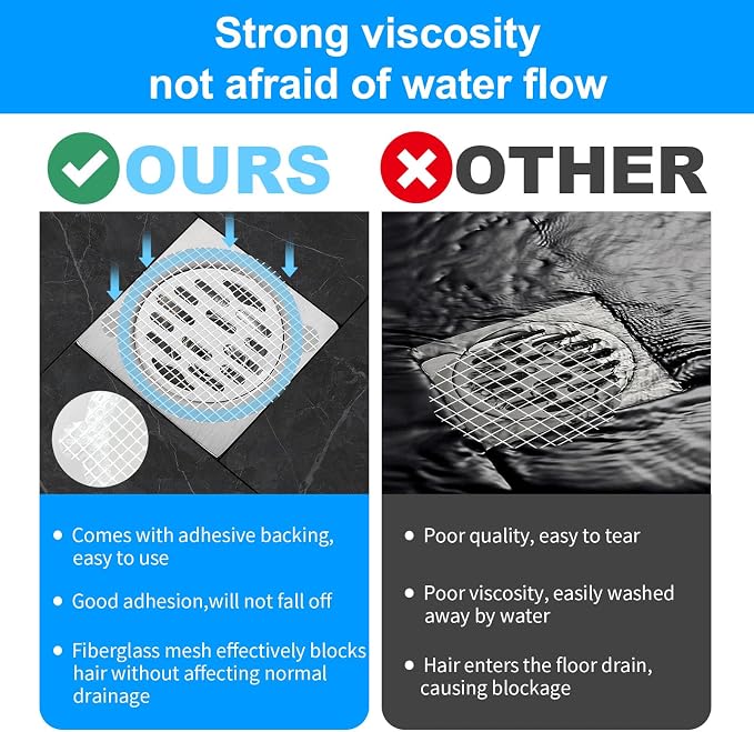 50pcs Disposable Shower Drain Hair Catcher Hair Trap for Shower Drain Mesh Stickers Shower Strainer for Bathroom Tub Kitchen Sink Shower Drain Cover Hair Stopper