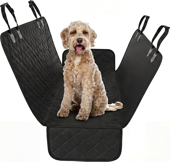 Black XL Dog Car Hammock Back Seat Cover, Waterproof Backseat Cover Protector for Truck Bench Rear of Sedans or SUVs, Essential Pet Supplies Vacuum or Wipe Clean, Machine Washable