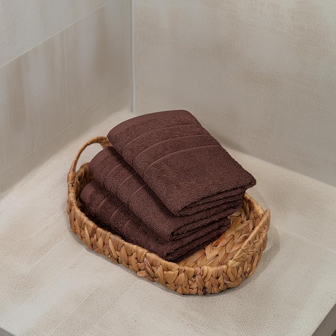 6 Piece Hand Towels Set 16 x 28 Inches, Brown | 100% Cotton, Lighter Weight, Quick to Dry, 16 x 28 Inches, Super Soft & Absorbent, Perfect for Bathroom & Kitchen