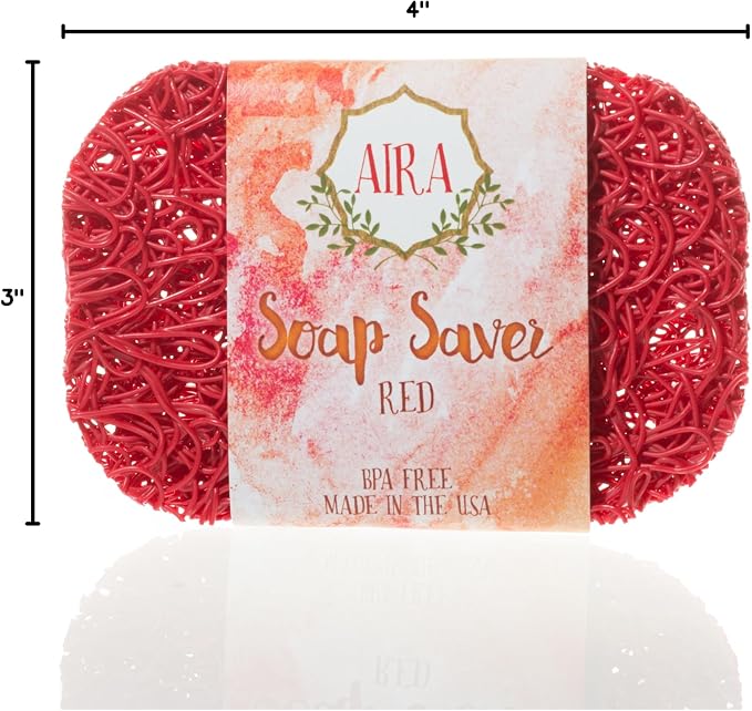 AIRA Soap Red. Recyclable Soap Lift Soap Dish Bathroom Accessory for the Tub, Shower, Counter. Made in the USA