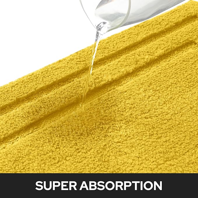 HOMEIDEAS Bathroom Rugs Sets 2 Piece, Super Soft Non Slip Bath Mat Yellow | Ultra Absorbent, Microfiber Machine Washable Bath Rug Set, for Bathroom, Tub, Shower 20" x 32" + 16" x 24"