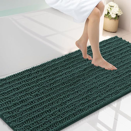 Smiry Bathroom Rugs 59X20, Extra Soft Rubber Backing Chenille Bath Mats | Green Machine Washable Non Slip Quick Dry Bath Mats for Bathroom Floor, Tub, Shower, Home Decor Accessories