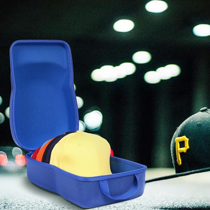 khanka Hard Storage Carrying Case Compatible with Baseball Caps This Organizer Holder Protects up to 8 Hats (Blue)
