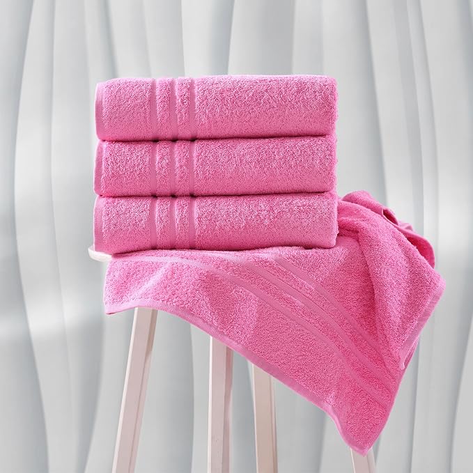 Hawmam Linen Pink Bath Towels 4 Pack Soft and Absorbent, Premium Quality Perfect for Daily Use 100% Cotton Towel 600 GSM