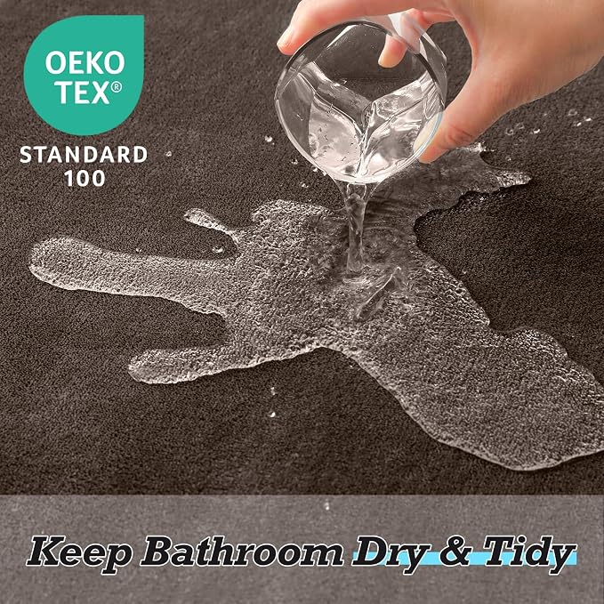 Bathroom Rugs Sets 3 Piece, Non-Slip & Quick Dry Bath Mat Set, Ultra Soft Velvet Bath Rugs for Bathroom, Toilet and Shower Floor, Brown