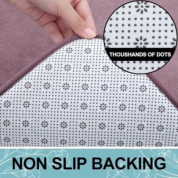 Smiry Memory Foam Bath Mat 24x16, Extra Soft and Absorbent Bathroom Rugs | Deep Plum, Quick Dry Machine Washable Non-Slip Bath Mat for Bathroom Floor, Shower and Tub
