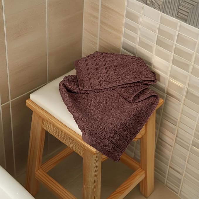 6 Piece Hand Towels Set 16 x 28 Inches, Brown | 100% Cotton, Lighter Weight, Quick to Dry, 16 x 28 Inches, Super Soft & Absorbent, Perfect for Bathroom & Kitchen