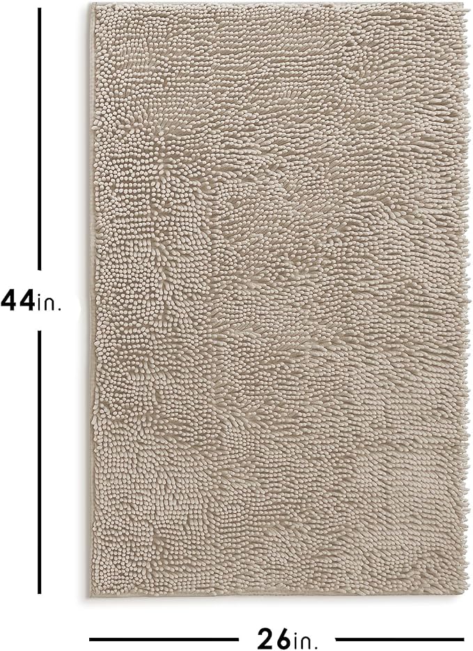 Hearth & Harbor Bathroom Rugs, Chenille Bath Mat - Machine Washable Bath Mats for Bathroom Non-Slip Backing Rubber, Quick Dry Bathroom Mat