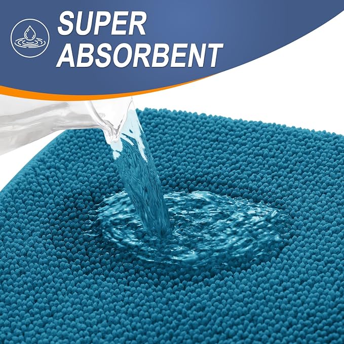 OLANLY Memory Foam Bathroom Runner Rugs 59x24, Long Bath Mats, Peacock Blue | Soft Quick Dry Bath Rugs, Non-Slip, Absorbent Machine Washable Mat for Bathroom Floor, Tub and Shower, Home Decor Accessories