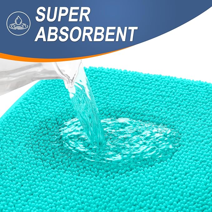 OLANLY Thick Memory Foam Bathroom Rugs 30x20, Soft Absorbent Bath Mat, Teal | Quick Dry Bath Rugs, Non-Slip Carpet, Machine Washable Mats for Bathroom Floor, Tub and Shower, Home Decor Accessories