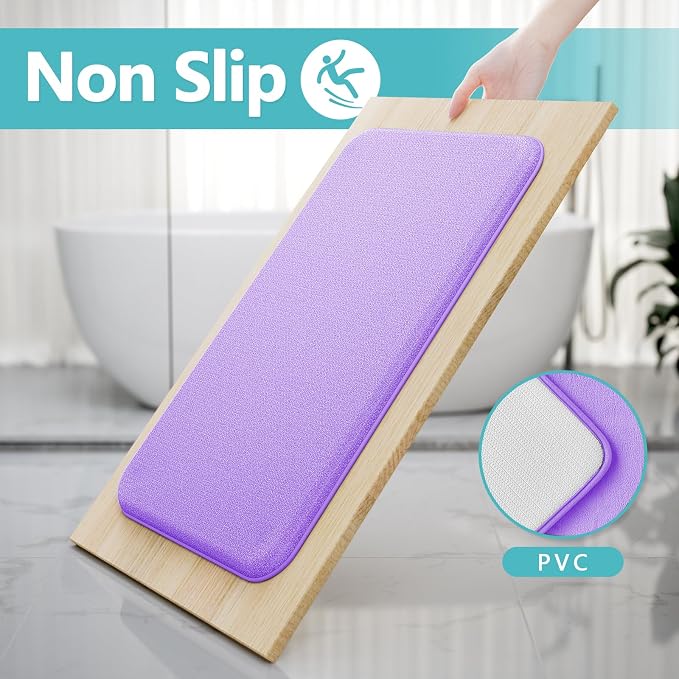 RUN HELIX Bathroom Rugs Sets 3 Piece, Soft Absorbent Memory Foam Bath Mats Set, Dry Fast Bath Mat, Machine Washable Bath Rug Set for Bathroom （Lilac）