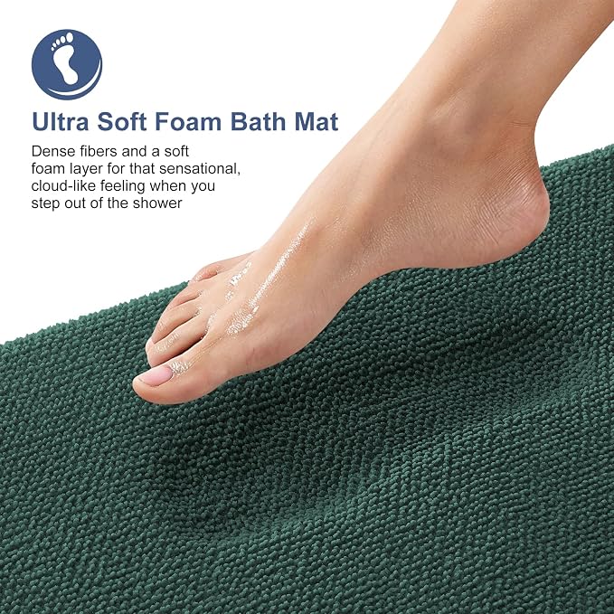 OLANLY Memory Foam Bathroom Runner Rugs 70x24, Long Mats, Blackish Green | Soft Quick Dry Bath Rugs, Non-Slip, Absorbent Machine Washable Mat for Bathroom Floor, Tub and Shower, Home Decor Accessories